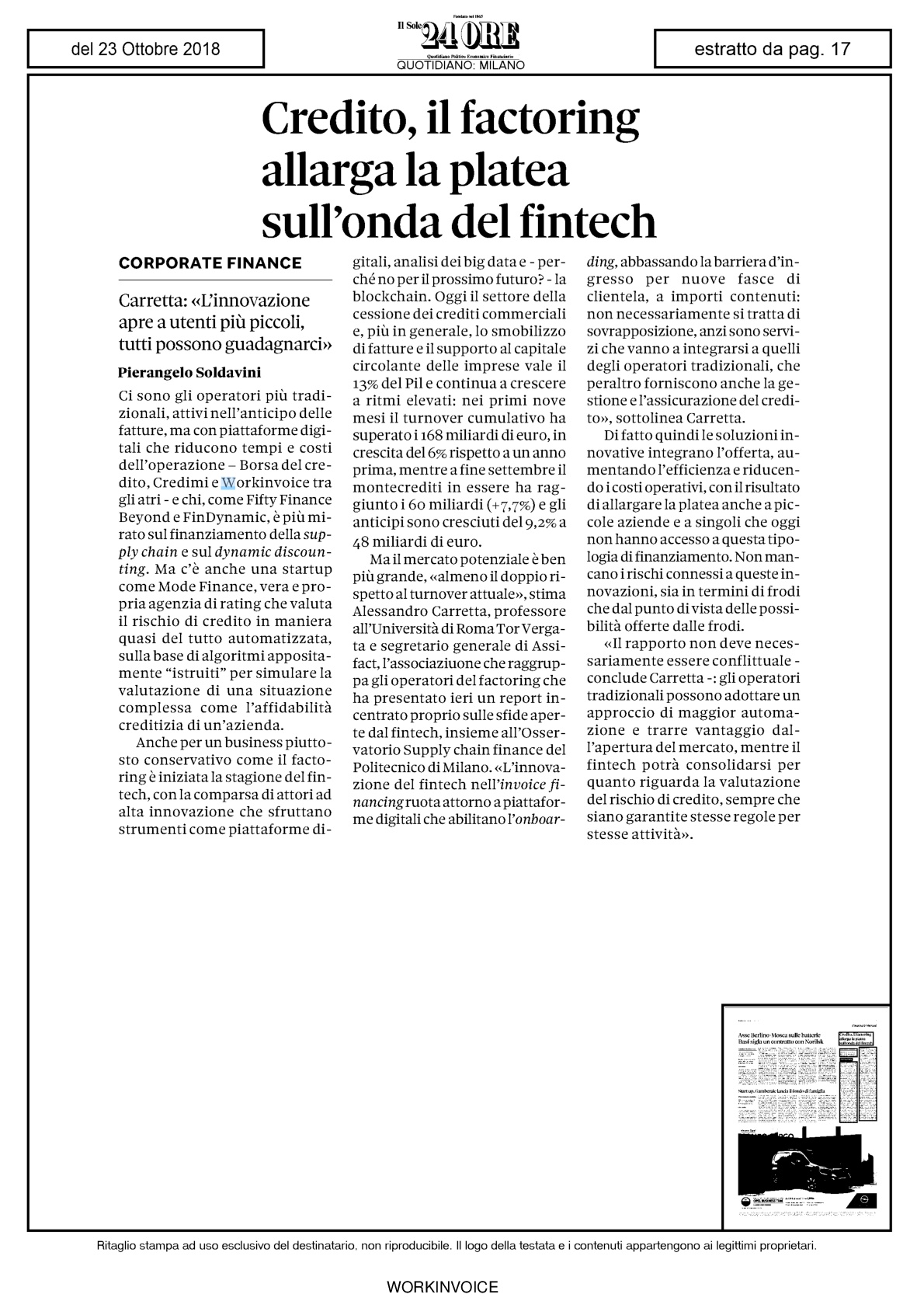 Estratto da Il Sole 24 Ore sul "Factoring"