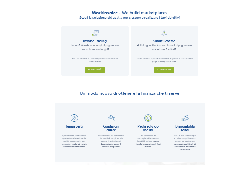 Dettagli sul nuovo sito di Workinvoice