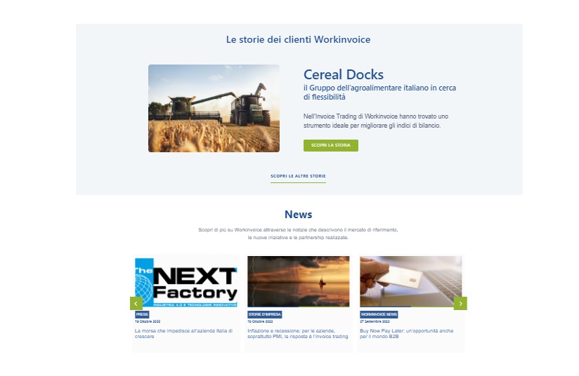 Pagina dedicata ai Clienti sul nuovo sito di Workinvoice